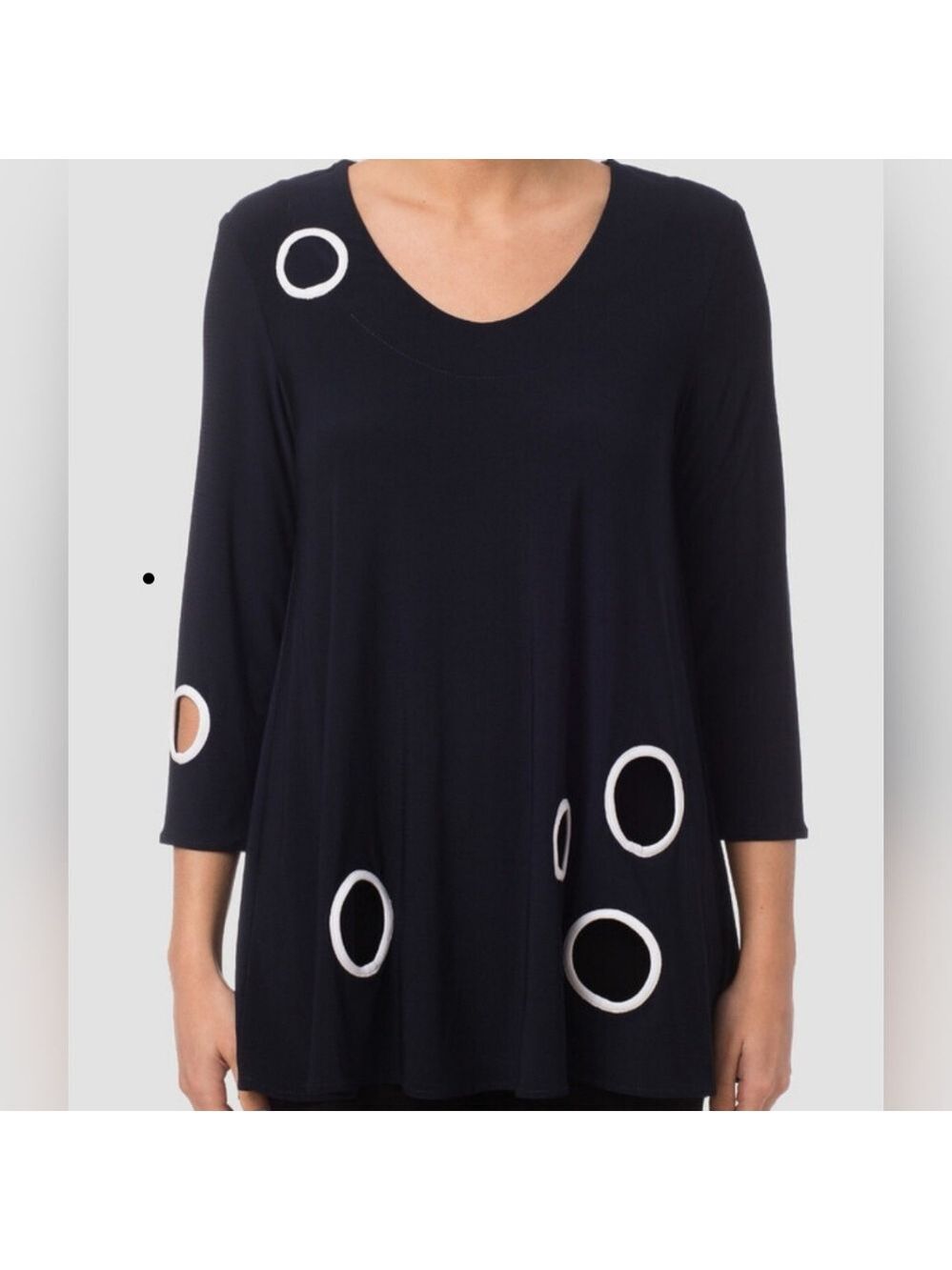Womens Joseph RibKoff Smock Style B/W Tunic Top /Peekaboo Cut outs. Size 6 - Picture 1 of 8